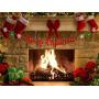 Merry Christmas Banner with Glitter Christmas Tree Snowflake Garland Party Decorations for Xmas Holiday Home Indoor Fireplace Decors