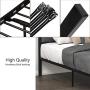 Amolife Twin Bed Frame with Upholstered Button Tufted Square Stitch Headboard and Strong Metal Slats Support/Steel Platform Bed/Mattress Foundation/No Box Spring Needed/Easy Assembly,Dark Gray