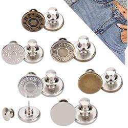 Pants Button Adjuster 12 Pcs Button Pin for Jeans No Sew, LACE INN 6 Style Fashion Button Pins Perfect Fit Jean Button Extenders Replacement Kits Instant Add or Reduce Any Pants Waist