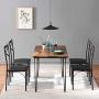 VECELO Rustic Country Set Wooden Table and 4 Chairs with Metal Legs for Breakfast Nook, Kitchen, Dining Room-4 Placemats Included, Black