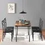 VECELO Rustic Country Set Wooden Table and 4 Chairs with Metal Legs for Breakfast Nook, Kitchen, Dining Room-4 Placemats Included, Black