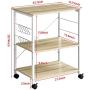 Mr IRONSTONE 3-Tier Kitchen Bakers Rack Utility Microwave Oven Stand Storage Cart Workstation Shelf(Light Beige Top+White Metal Frame)