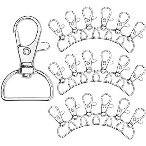 Acrux7 Swivel Clasps D Ring Metal Lobster Claw Clasps Lanyard Snap Hook for Crafting & DIY Lanyard Making, 100 Pack