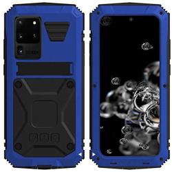 Simicoo Samsung S20 Ultra Metal Bumper Silicone Case Hybrid Military Shockproof Heavy Duty Rugged Defender case Built-in Screen Protector Stand Camera Lens Protector Cover for S20 Ultra (Blue)