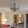 Edvivi Marya 4-Lights Antique Copper Round Crystal Chandelier Ceiling Fixture | Beaded Drum Shade | Glam Lighting