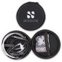 Radiation Free Air Tube Headphones Aluminum Metal Earbuds with Microphone and Volume Control (Black)