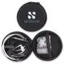 Radiation Free Air Tube Headphones Aluminum Metal Earbuds with Microphone and Volume Control (Black)