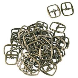 uxcell Metal Rectangle Single Prong Pin Shoe Center Buckle 50PCS Bronze Tone