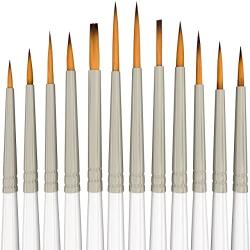 Detail Paint Brush Set - 12 Miniature Brushes for Fine Detailing & Art Painting - Acrylic, Watercolor, Gouache, Oil - Models, Airplane Kits, Ink, Warhammer 40k - Artist Quality Supplies by MyArtscape