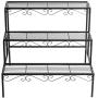 DOEWORKS 3 Tier Stair Style Metal Plant Stand, Garden Shelf for Large Flower Pot Display Rack Indoor Outdoor, Black