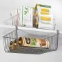 mDesign Household Metal Under Shelf Hanging Storage Bin Basket with Open Front for Organizing Kitchen Cabinets, Cupboards, Pantries, Shelves - Large, 2 Pack - Graphite Gray
