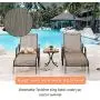 LOKATSE HOME Outdoor Patio Adjustable Metal Chaise Lounge Chair Recliner Set of 2 with 1 Glass Top Bistro Table - Grey LOKATSE HOME Outdoor Patio Adjustable Metal Chaise Lounge Chair Recliner Set of 2 with 1 Glass Top Bistro Table - Grey