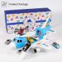 Geyiie Airplane Car Toys, Aircraft Car Set Toys with 5pcs Vehicle Car, Parking Scene Game with Stickers, a Helicoper Toy for Kids Toddlers Boys Girls Gift