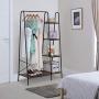 Finnhomy Metal Clothes Garment Rack with 4-Tier Wood Storage Shelves Heavy Duty Accent Furniture for Hanging Clothes/Folding Clothes/ Shoes/ Decors, Freestanding Closet Organizer for Bedroom/ Entryway / Boutiques, Matte Black