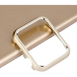 Leotop Compatible with Apple Watch Case 38mm 42mm, Compatible iWatch Bumper Metal Protective Cover Aluminum Frame Bling Shiny Protector Compatible Apple Watch Series 3/2/1(Matte Gold, 38mm)