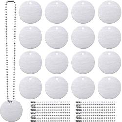 50 Pieces Round Aluminum Tags Stamping Blank Pendants 1 Inch with Hole and 50 Pieces 11.8 Inch Nickel Plated Necklace Chain for DIY Craft Pendant