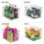 mDesign Farmhouse Decor Metal Wire Food Storage Organizer, Bin Basket with Handles for Kitchen Cabinets, Pantry, Bathroom, Laundry Room, Closets, Garage - 12'' x 9'' x 8'' - 2 Pack - Chrome