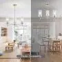 VINLUZ 3 Lights Modern Chandeliers Metal Light Fixtures Ceiling Brushed Nickel Industrial Pendant Lighting for Dinging Room Living Room Kitchen Bedroom Hallway