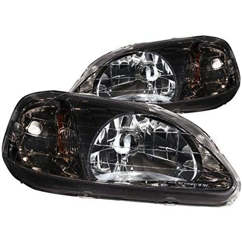 Anzo USA 121234 Honda Civic Gun-Metal Crystal Clear Headlight Assembly - (Sold in Pairs)