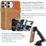 Dockem iPhone 12 & iPhone 12 Pro Wallet Case: Built-in Metal Plate for Magnetic Mounting & 2 Credit Card Holders (6.1'' Exec M2, Smooth Synthetic Leather, Tan)