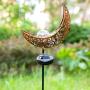 EOYIZW Garden Decor, (2 Pack) Solar Lights Outdoor Decorative, Waterproof Metal Moon Stake Light, Yard Decor Ornaments Lights Warm White LED for Lawn, Patio, Pathway -Purple