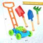 Bubble Lawn Mower Bundle with Kids Shovel and Rake Gardening Tools Set Features Metal Kids Shovel with Wooden Handles & Battery Operated Bubble Mower