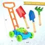 Bubble Lawn Mower Bundle with Kids Shovel and Rake Gardening Tools Set Features Metal Kids Shovel with Wooden Handles & Battery Operated Bubble Mower