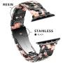 Caunedy Compatible with Apple Watch Bands 38mm/40mm for Women/Man, Light and Waterproof Fashion Replacement Resin Band with Stainless Steel Buckle for Series iWatch 6/5/4/3/2/1/SE (Black Rose, 38/40mm)