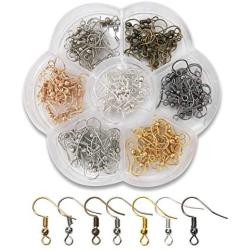 TOAOB 1Box 140pcs Earring Hooks Hypoallergenic Fish Hooks Ear Wires with Ball and Coil 7 Colors 18mm Nickel Free Earring Parts Jewelry Findings for DIY Jewelry Making