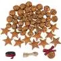 Alphatool 50Pcs Rusty Metal Jingle Bells and Stars- Star Cutout Christmas Sleigh Bells 30pcs 1inch and 10pcs 1.2inch Bells, 10pcs 1.8inch Stars with Twine Plaid Ribbon for Xmas Holiday Decor DIY Craft