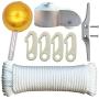 Flagpole Repair Parts Kit - 50 Feet Flag Halyard Rope + 3'' Flag Pole Topper Gold Ball + 4'' Cleat Hook + 4 PCS Flag Clip Hooks + Flagpole Truck Caps for 2'' Top