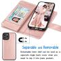 Tekcoo Wallet Case for iPhone 12 Mini / iPhone12 Mini (5.4 inch) 2020 Luxury ID Cash Credit Card Slots Holder Carrying Pouch Folio Flip PU Leather Cover [Detachable Magnetic Hard Case] - Rose Gold