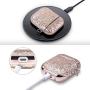 ULAK Glitter Designed Compatible with AirPods Case, Luxury Bling Leather with Mirror Surface Plating Hard Cover,Shockproof Protective Cover with Keychain for AirPod 2 & 1(LED Visible)(Pink Glitter)