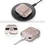ULAK Glitter Designed Compatible with AirPods Case, Luxury Bling Leather with Mirror Surface Plating Hard Cover,Shockproof Protective Cover with Keychain for AirPod 2 & 1(LED Visible)(Pink Glitter)