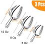 Ice Scoop Set, P&P CHEF 3-Pieces Stainless Steel Metal Food Scoop, Utility for Candy/Ice Cube/Dry Food/Flour/Popcorn, 5/8/12 Ounce