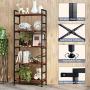 CosyStar 5-Tier Adjustable Tall Bookcase, Rustic Wood and Metal Standing Bookshelf, Industrial Vintage Book Shelf Unit, Open Back Modern Office Bookcases