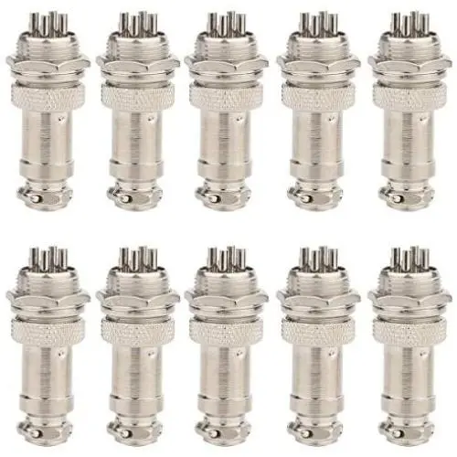 Clyxgs Aviation Plug Connector 4-Pin Male Female Panel Metal Wire Panel Connector 16mm Socket 10PCS