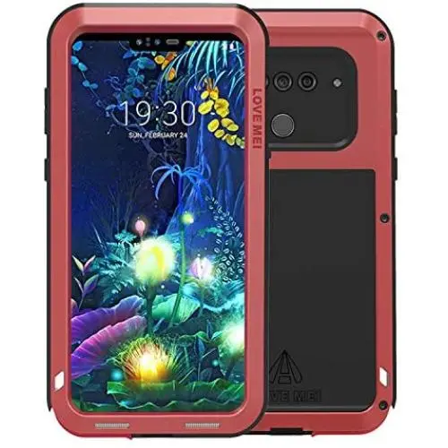 Simicoo Compatible with LG V60 ThinQ Metal Bumper Military Rugged Case with Screen Protector Silicone Full Body Hybrid Solid Shockproof Heavy Duty Tough Back Cover Compatible with LG V60 ThinQ(Red)