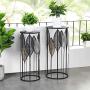FirsTime & Co. Loraina Leaves Outdoor Plant Stand 2-Piece Set, American Crafted, Black, 12.5 x 12.5 x 27.5 , FirsTime & Co. Loraina Leaves Outdoor Plant Stand 2-Piece Set, American Crafted, Black, 12.5 x 12.5 x 27.5 ,