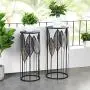 FirsTime & Co. Loraina Leaves Outdoor Plant Stand 2-Piece Set, American Crafted, Black, 12.5 x 12.5 x 27.5 ,