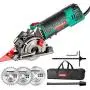 Mini Circular Saw, HYCHIKA Compact Circular Saw Tile Saw with 3 Saw Blades 4A Pure Copper Motor, 3-3/8”4500RPM Ideal for Wood, Soft Metal, Tile and Plastic Cuts, Laser Guide, Scale Ruler Mini Circular Saw, HYCHIKA Compact Circular Saw Tile Saw with 3 Saw Blades 4A Pure Copper Motor, 3-3/8”4500RPM Ideal for Wood, Soft Metal, Tile and Plastic Cuts, Laser Guide, Scale Ruler