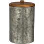Primitives by Kathy Rustic Style Canisters, Set of 3, Galvanized Metal and Wood