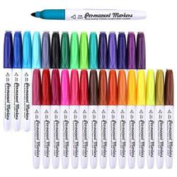 Permanent Marker, 30 Colors Fine Point Permanent Markers, Works Well On Paper, Canvas, Fabric, Crafts,Glass,Metal,Wood Good for Painting, Coloring and Doodling by Smart Color Art