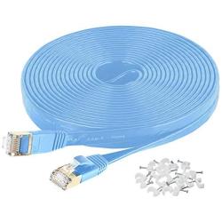 Ethernet Cable 50 Ft,Cat7 Network High Speed Durable Rj45 Connectors Network Wire for Gaming, Router, Modem, Xbox, Solid Flat Internet STP LAN Computer Patch Cord Long