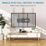 PERLESMITH TV Wall Mount Bracket Full Motion Single Articulating Arm for Most 32-55 Inch LED, LCD, OLED, Flat Curved TVs with Tilt, Swivel and Rotation up to 77lbs VESA 400x400mm