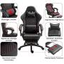 Dowinx Gaming Chair Office Chair PC Chair with Massage Lumbar Support, Racing Style PU Leather High Back Adjustable Swivel Task Chair with Footrest (Black&Red)