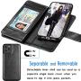 Tekcoo Wallet Case For iPhone 12 Mini / iPhone12 Mini (5.4 inch) 2020 Luxury ID Cash Credit Card Slots Holder Carrying Pouch Folio Flip PU Leather Cover [Detachable Magnetic Hard Case] Lanyard - Black