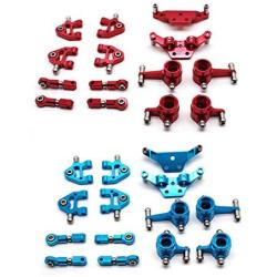 JVSISM 2 Pcs Metal Full Set Upgrade Parts for Wltoys 1/28 P929 P939 K979 K989 K999 K969 Rc Car Parts, Blue & Red