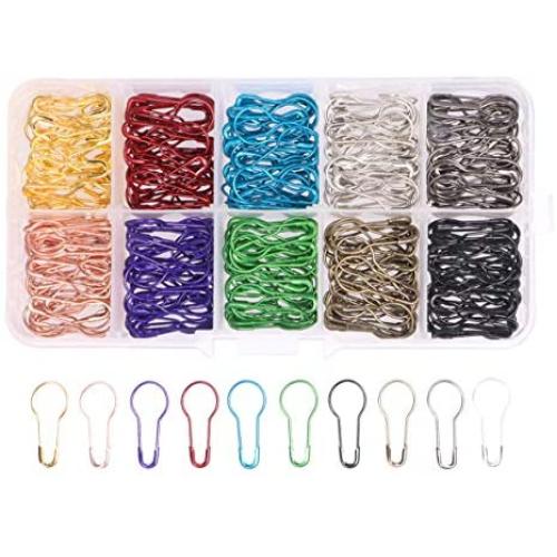 AnMiao Star Metal Colors Safety Pins Gourd Pins for Knitting Stitch Markers, Knitting Stitch Marker, Sewing Clothing DIY （300 PCS）