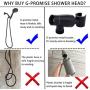 G-Promise Handheld Shower Head High Pressure 6 Spray Settings, Detachable Hand Held Showerhead 4.9'' Face with Extra Long Flexible Hose and Metal Adjustable Bracket (Oil Rubbed Bronze)